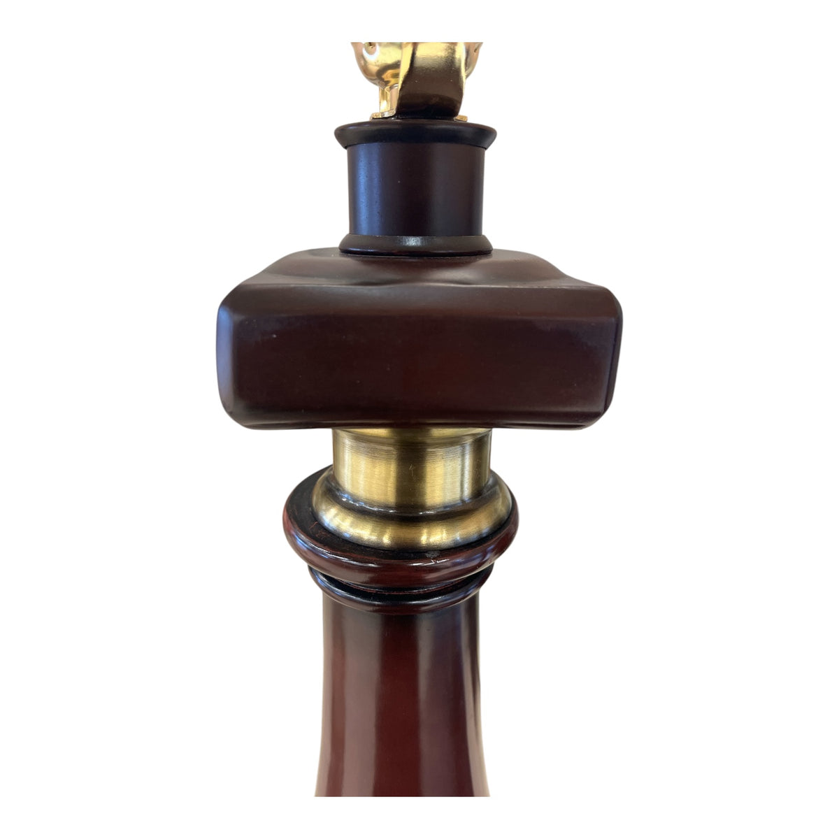 Traditional Dark Wood Table Lamp w/ Fabric Shade