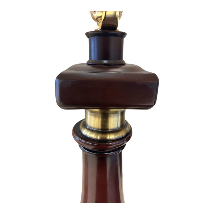 Traditional Dark Wood Table Lamp w/ Fabric Shade