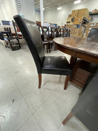 48 in. x 65 in. Wooden Oval Dining Table with 6 Black Leatherette Chairs