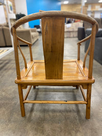 Wood Large Seat Horseshoe Back Accent Chair