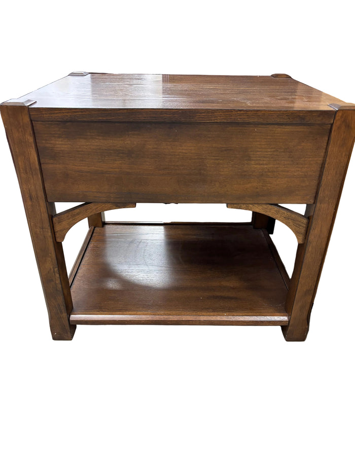 Dark Brown Wooden End Table with Drawer