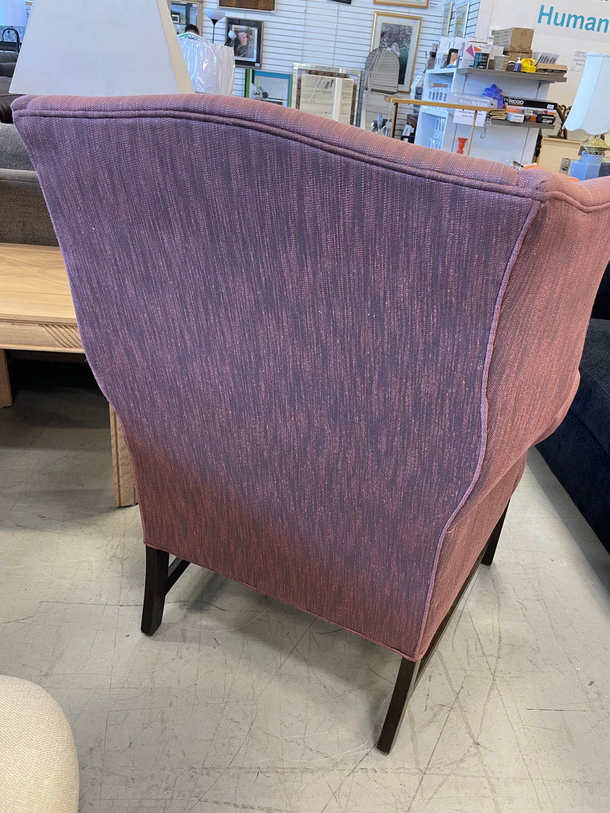 Dusky Pink Wing Armchair with Gray Accents