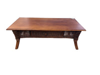 Wood and Rattan Coffee Table