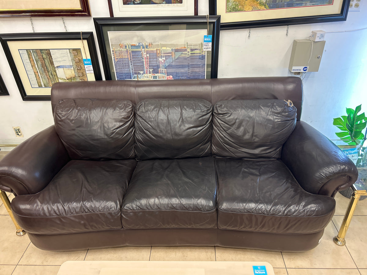 Hickory Leather Three Seater