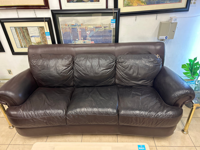 Hickory Leather Three Seater