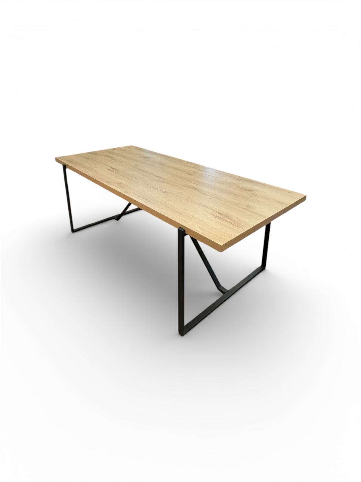 Modern Dining Table With Wood Top & Iron Frame
