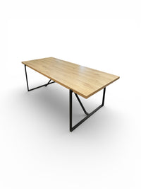 Modern Dining Table With Wood Top & Iron Frame