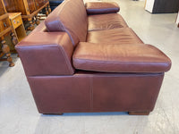 Brown Leather Sofa - 2-Seater with Tan Stitching