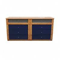 Wooden Dresser with Blue Drawers