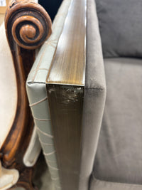 Grey Lounge Chair with Patterned Sides