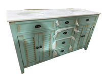 California Seafoam Green Double Vanity with White Stone Counter Top