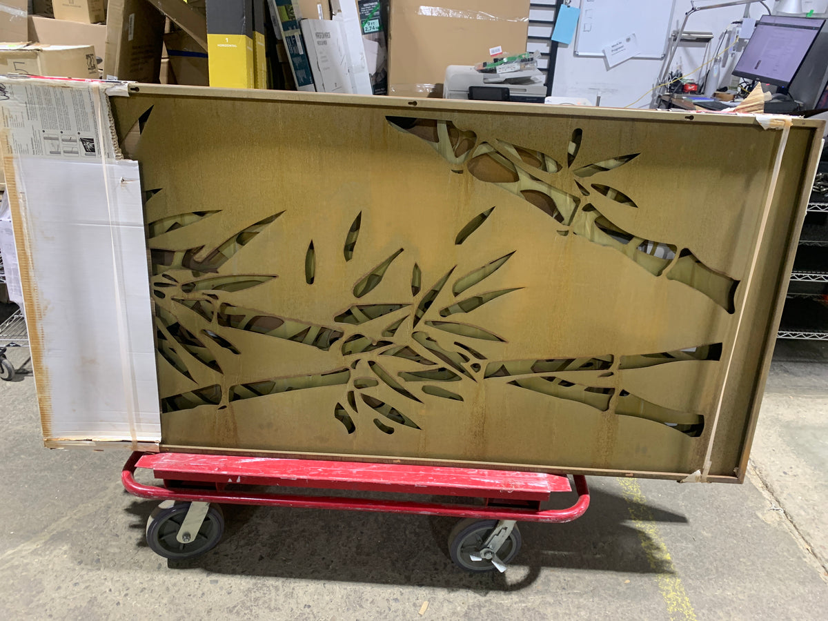 Peak Decorative Screens 3' x 6' Panda Steel Decorative Panel Rust