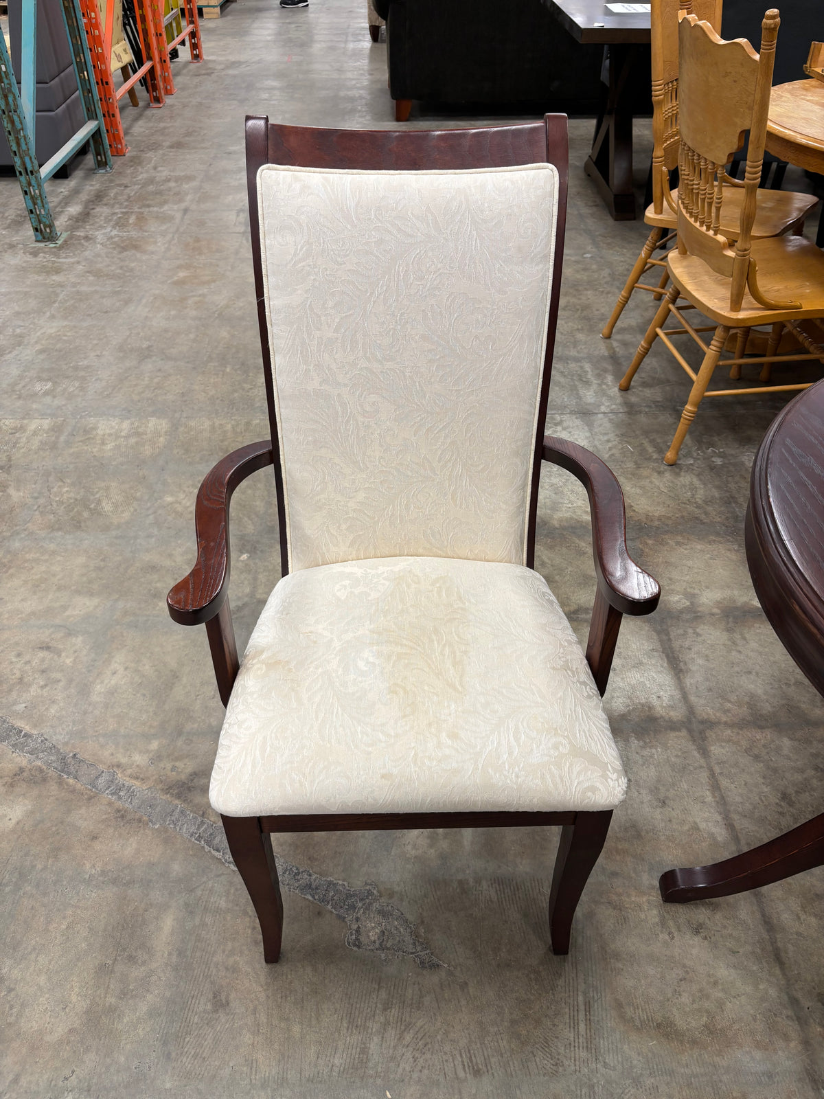 Dark Wood Dining Set with 8 Upholstered Chairs