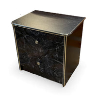 Black 2 Drawer Faux Marble Nightstand