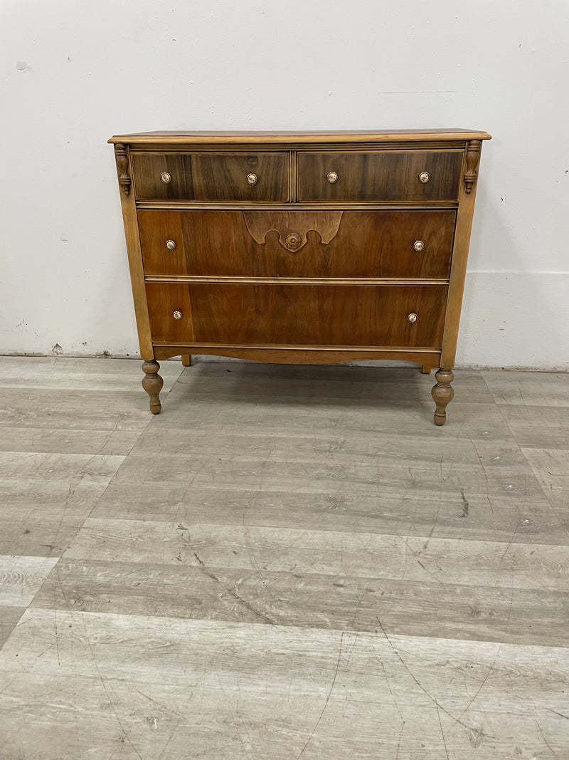 Four Drawer Solid Wood Dresser With Gold Hardware