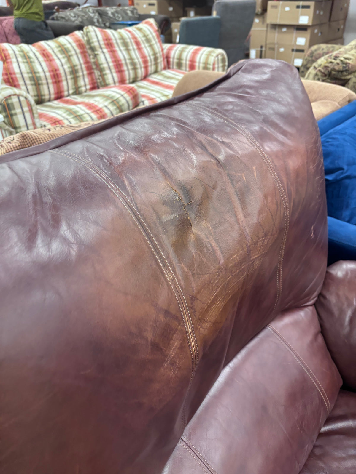 Dark Brown Leather Swivel Manual Recliner