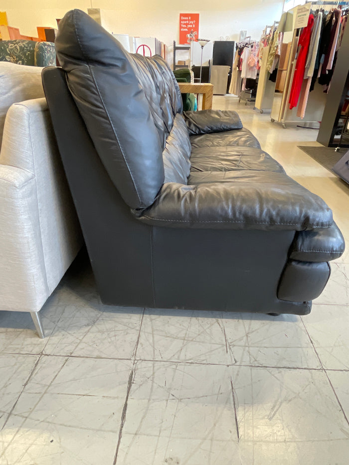 Black 3-Seat Sofa (Pleather)