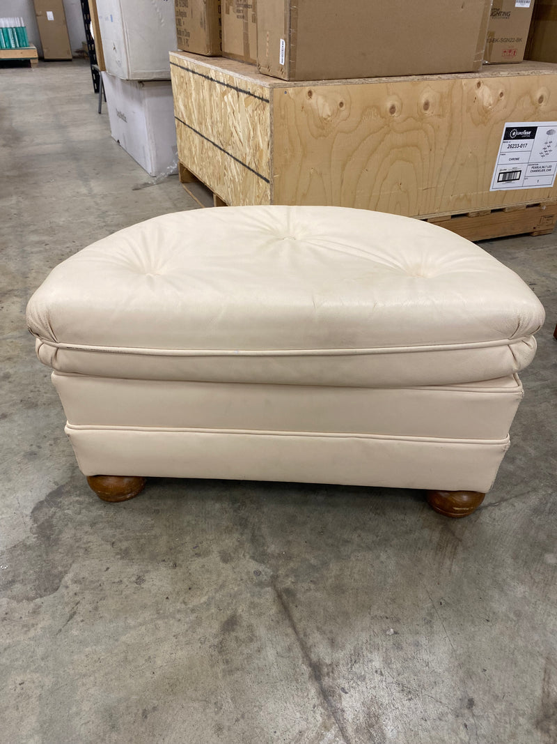 Cream Leather Recliner With Ottoman