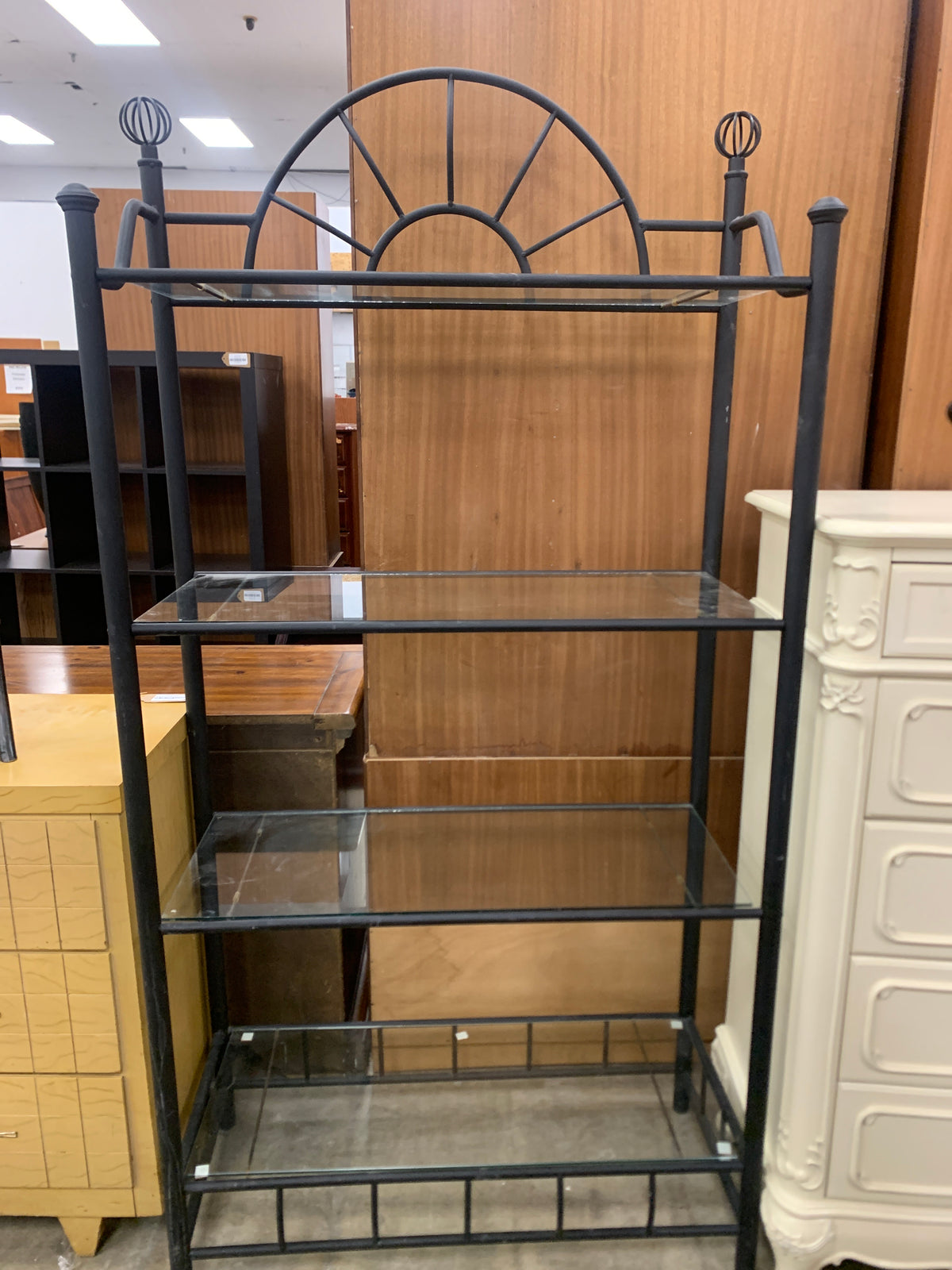 Metal Bakers Rack With 4 Glass Shelves