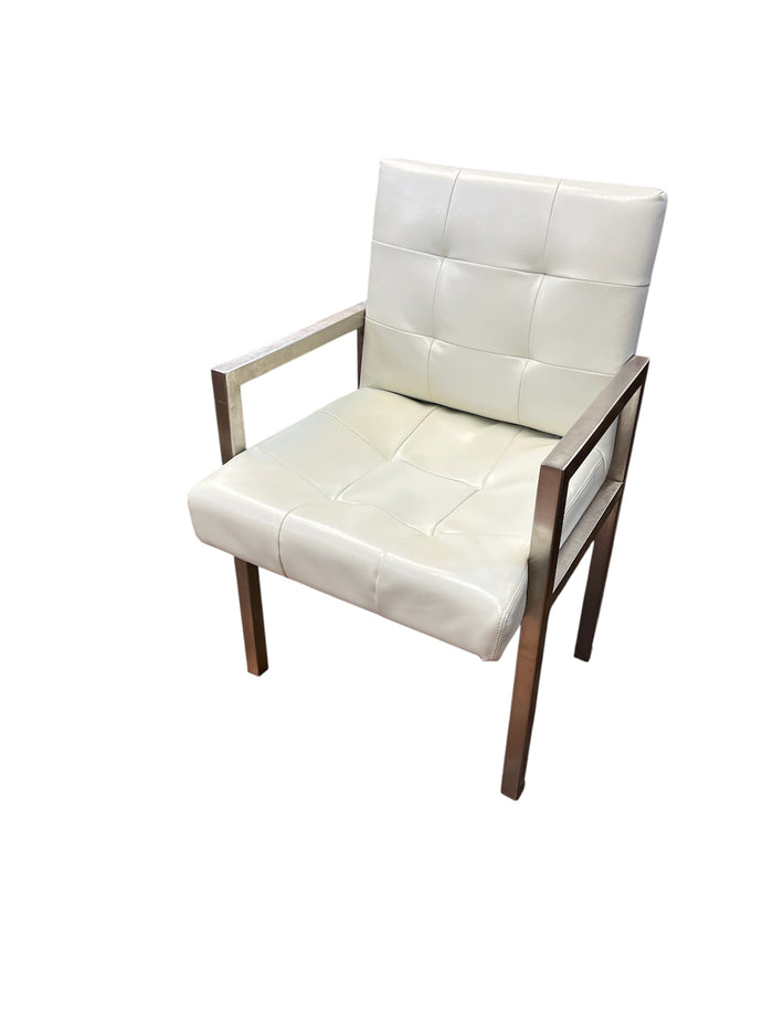 White Faux Leather Accent Chair