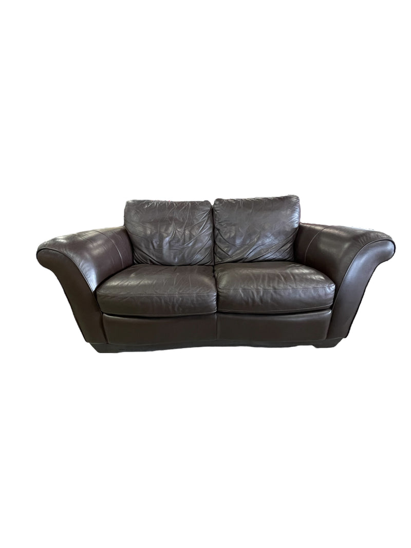 Natuzzi Dark Brown Leather Loveseat