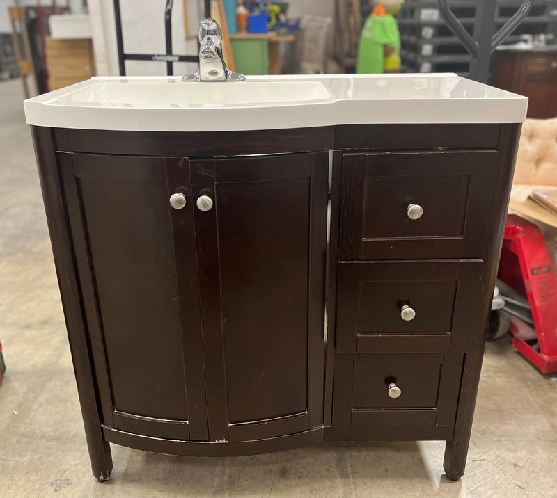 Dark Brown and White Vanity