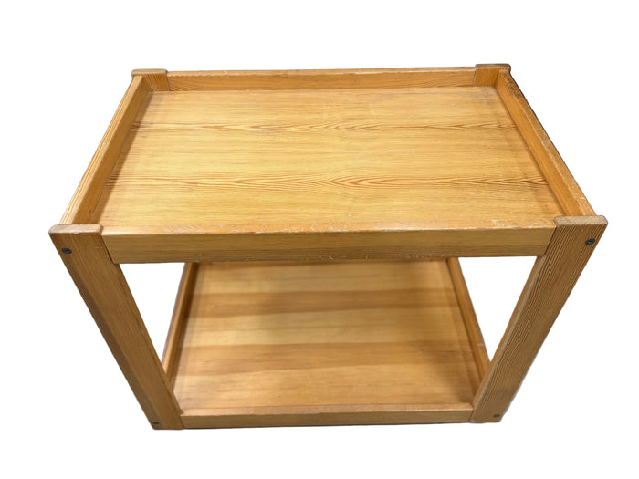 Light Wood Rolling Side Table