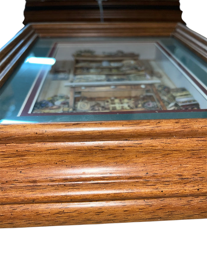 Rustic Farmhouse Pantry Diorama - Green Background on Chestnut Wood Frame