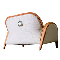 49-Inch W 2-Seater Sofa, White Fabric Upholstery in Wooden Frame