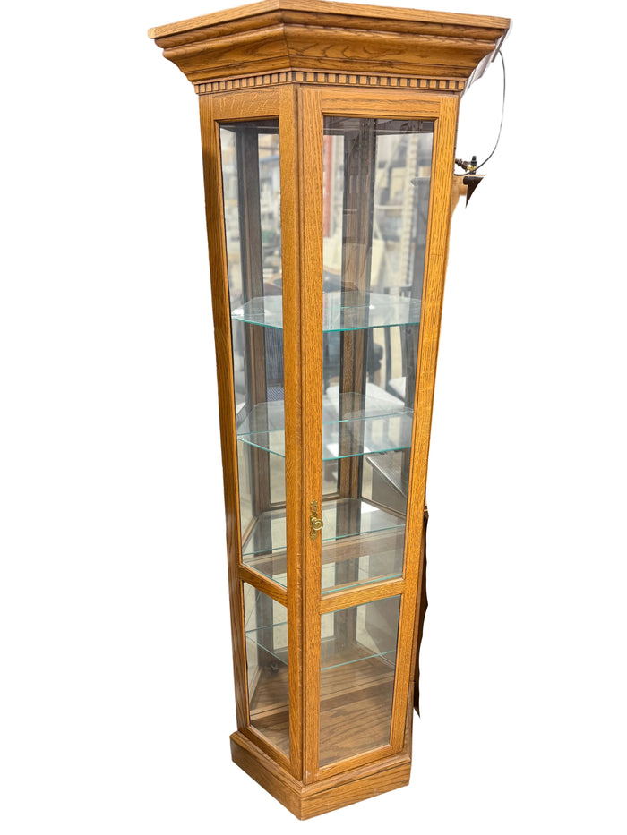 Light Wood Corner Curio Cabinet