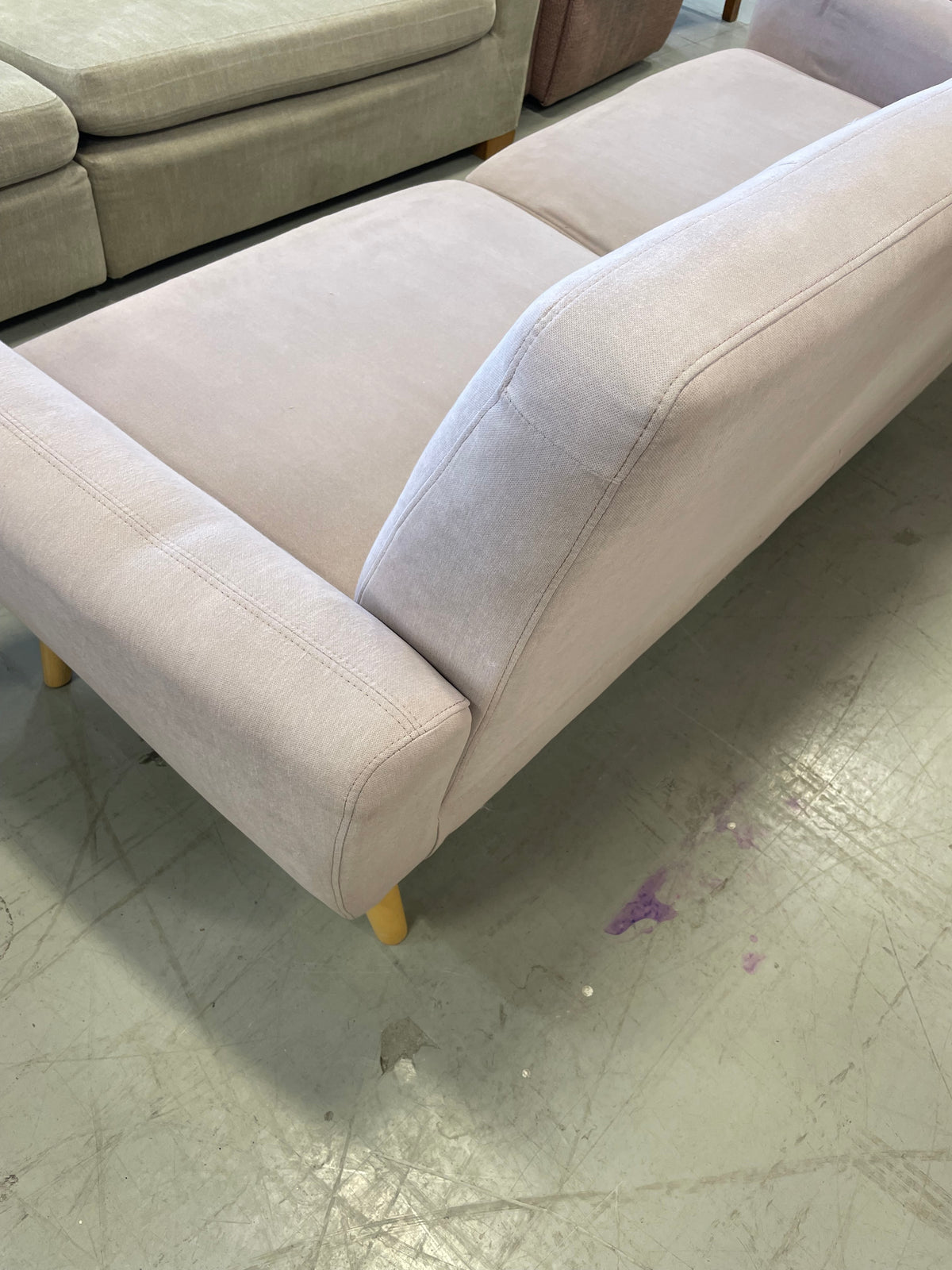 Dusty Rose Pink Fabric Sofa