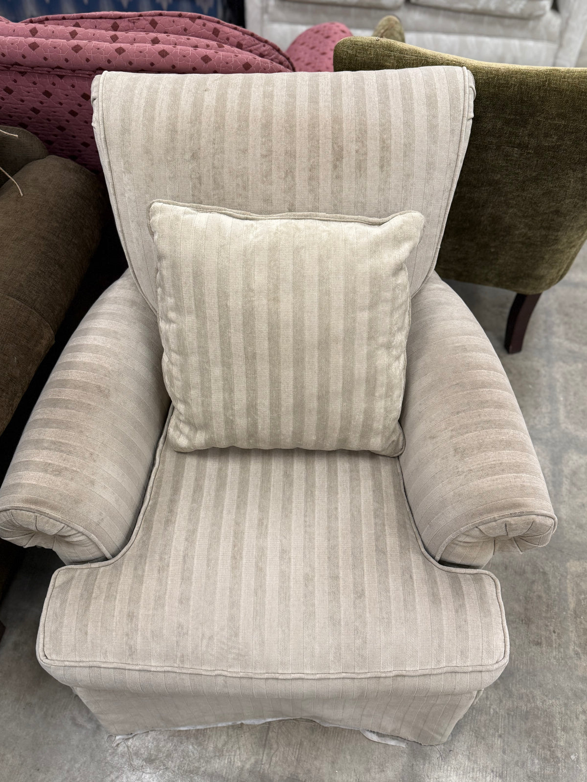 Neutral Striped Club Chair