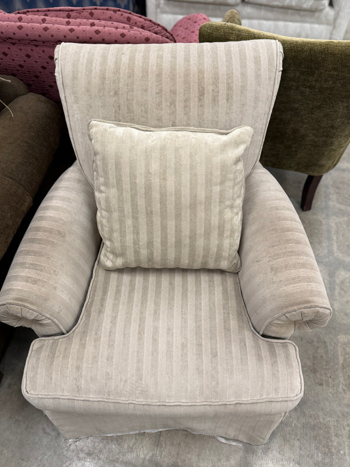 Neutral Striped Club Chair