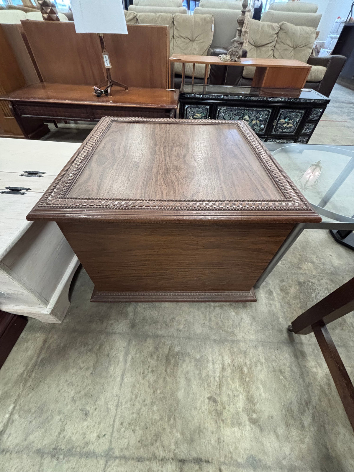 Mid Century Spanish Revival Style Dark Wood End Table