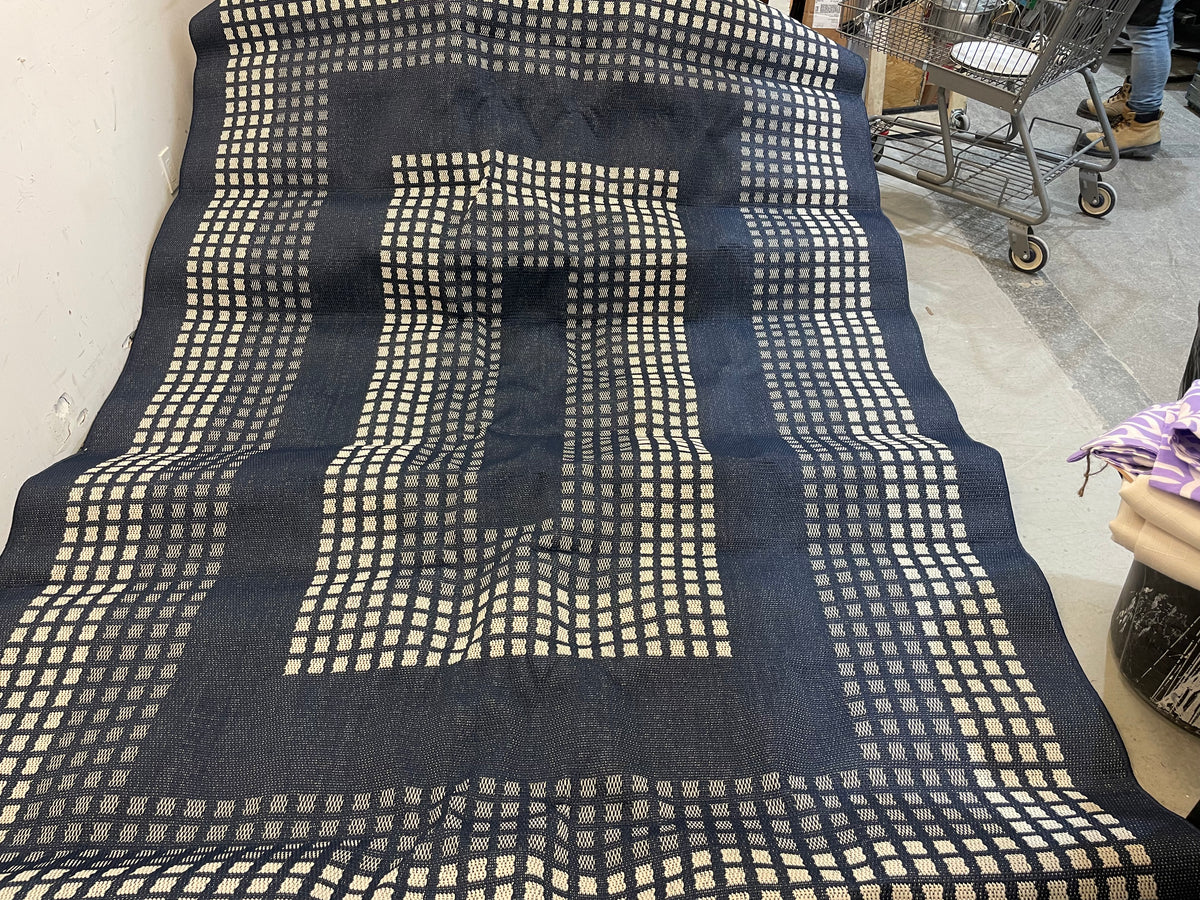 Hampton Bay Navy and White Area Rug - 7 ft 7 in x 10 ft x 10 in