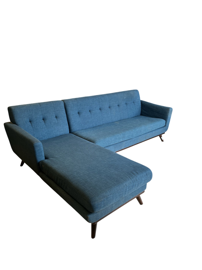 Denim Blue Sectional with Wood Legs - 2 pieces