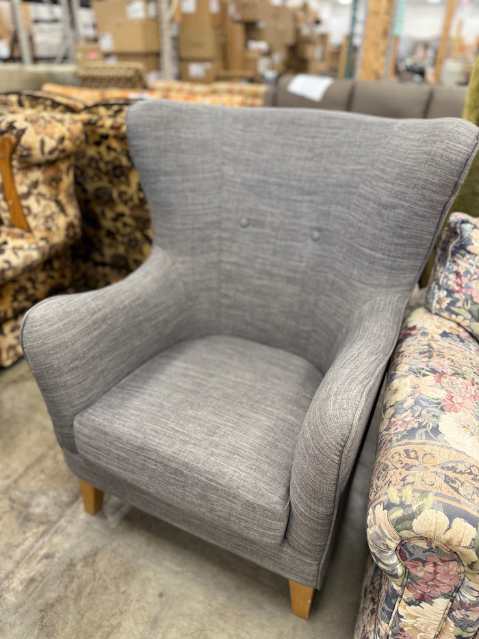 Large Modern Grey Wingback Armchair