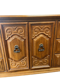 Solid Wood Sideboard With Ornate Carved Doors