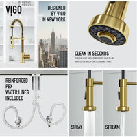 VIGO Edison Single-Handle Pull-Down Sprayer Kitchen Faucet (Gold)