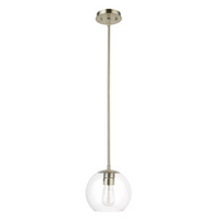 Vivienne 1-Light Pendant, Brass, Clear Glass Shade