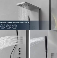 1-Jet Rainfall Shower Tower Shower Panel System with Rainfall Waterfall Shower Head [ Brushed Nickel ]