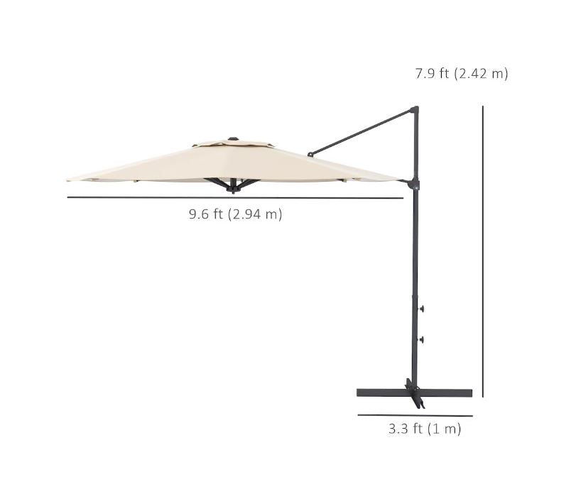 Outsunny Cantilever Patio Umbrella (Khaki)