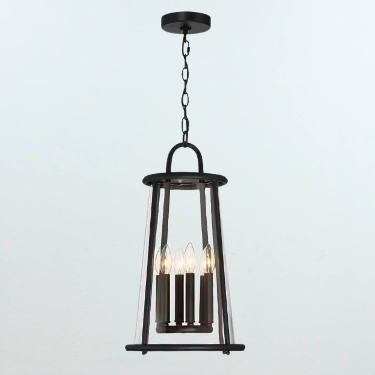 Daulle 6-Light Black Outdoor Pendant Light with Clear Glass