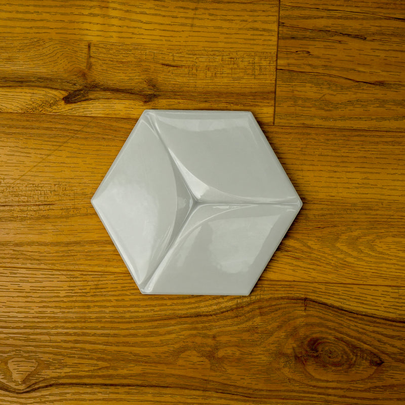 7" x 8" HRG Hexagon Wall Tile in Glossy Grey Finish – 4.3 sq. ft. (11 per box)