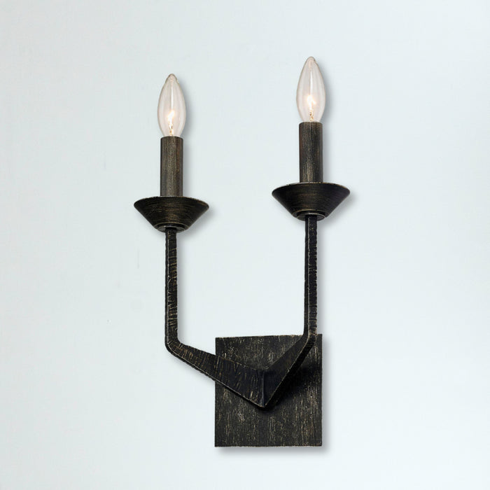 2-Light Glasgow Tall Hand-Worked Iron Wall Sconce