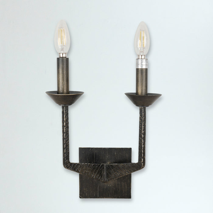 2-Light Glasgow Tall Hand-Worked Iron Wall Sconce