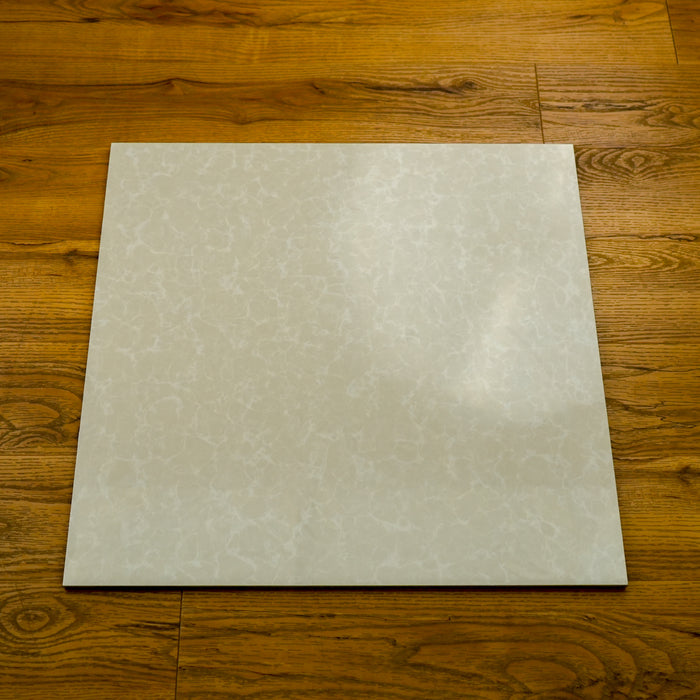 23.5" x 23.5" Foamy Marble Patterned Tile in Glossy Cream Finish – 15.50 sq. ft. (4 per box)