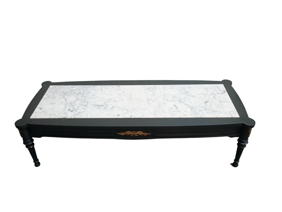 Solid Wood Coffee Table With Marble Top