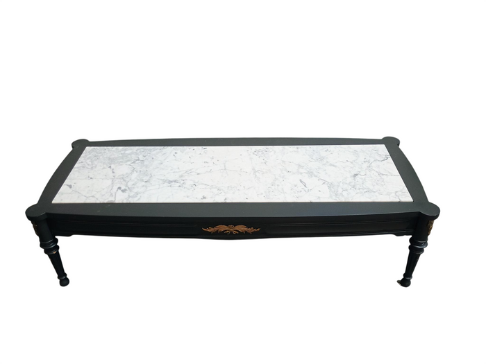 Solid Wood Coffee Table With Marble Top