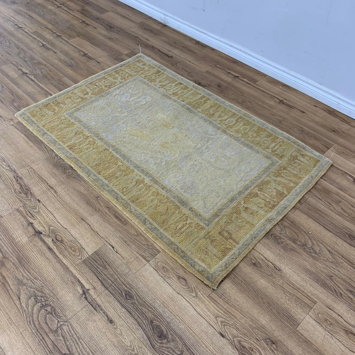 3x5-ft Wool Area Rug - Patterned Yellow & Beige